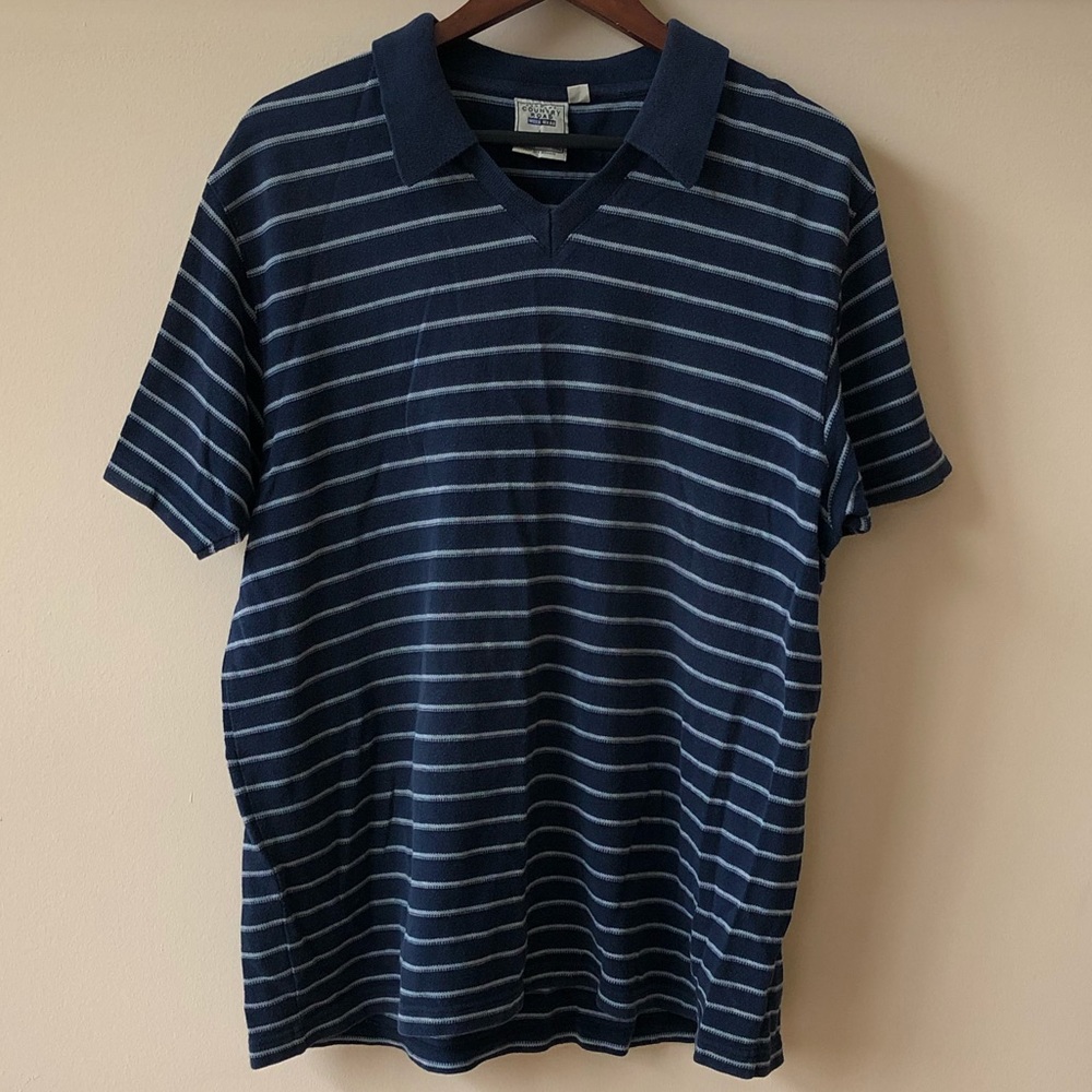 Country Road men’s v-neck striped polo shirt
